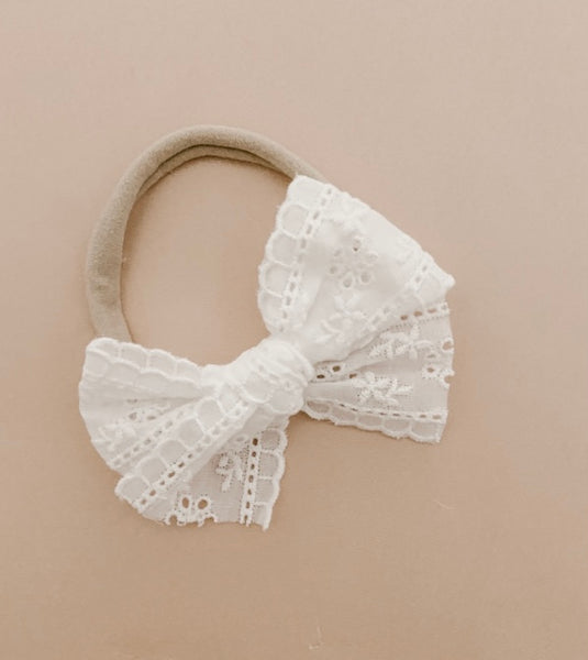 White Broderie Bow