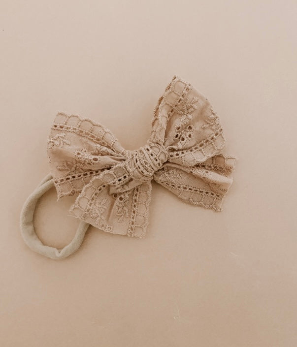 Dusty Pink Broderie Bow