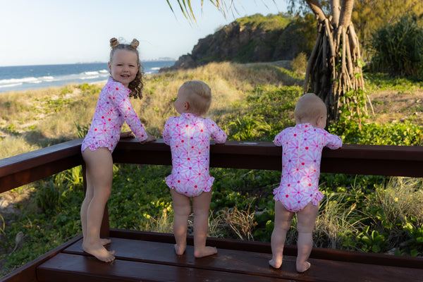 Different aged girls wearing Mae and Rae Zahli swimmers Gold Coast, Australia