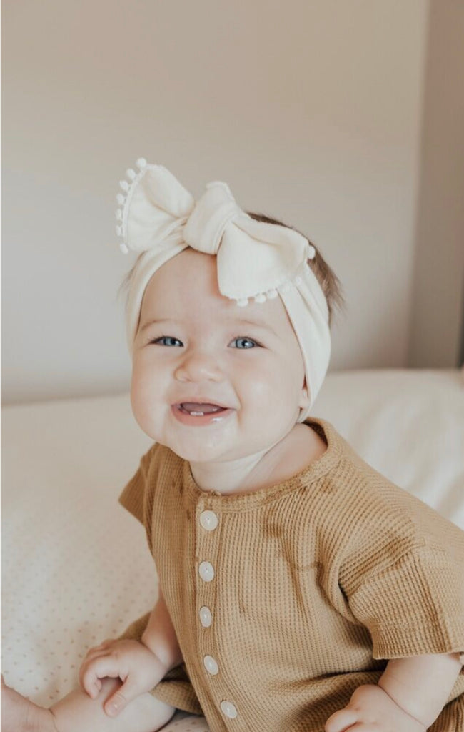 Beige Pompom Topknot