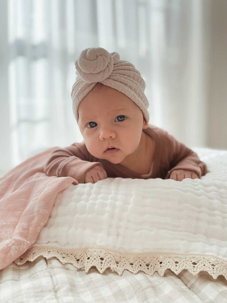 Beige Waffle Knot Turban