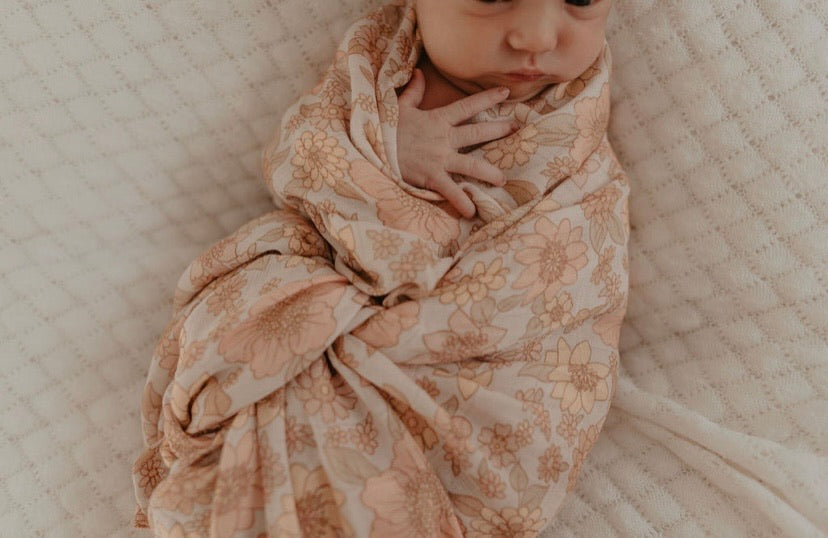 Peach Bloom Bamboo Swaddle