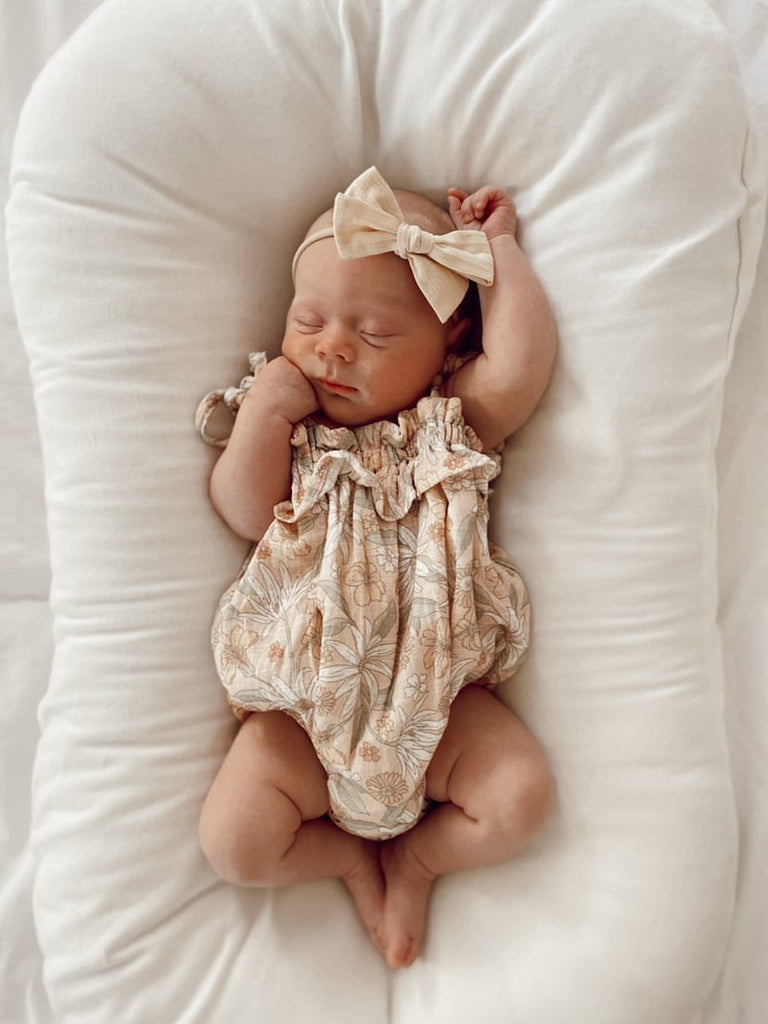 Peach Embroidery Bow