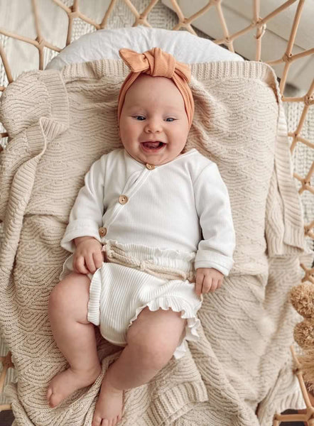 Peach Ribbed Topknot