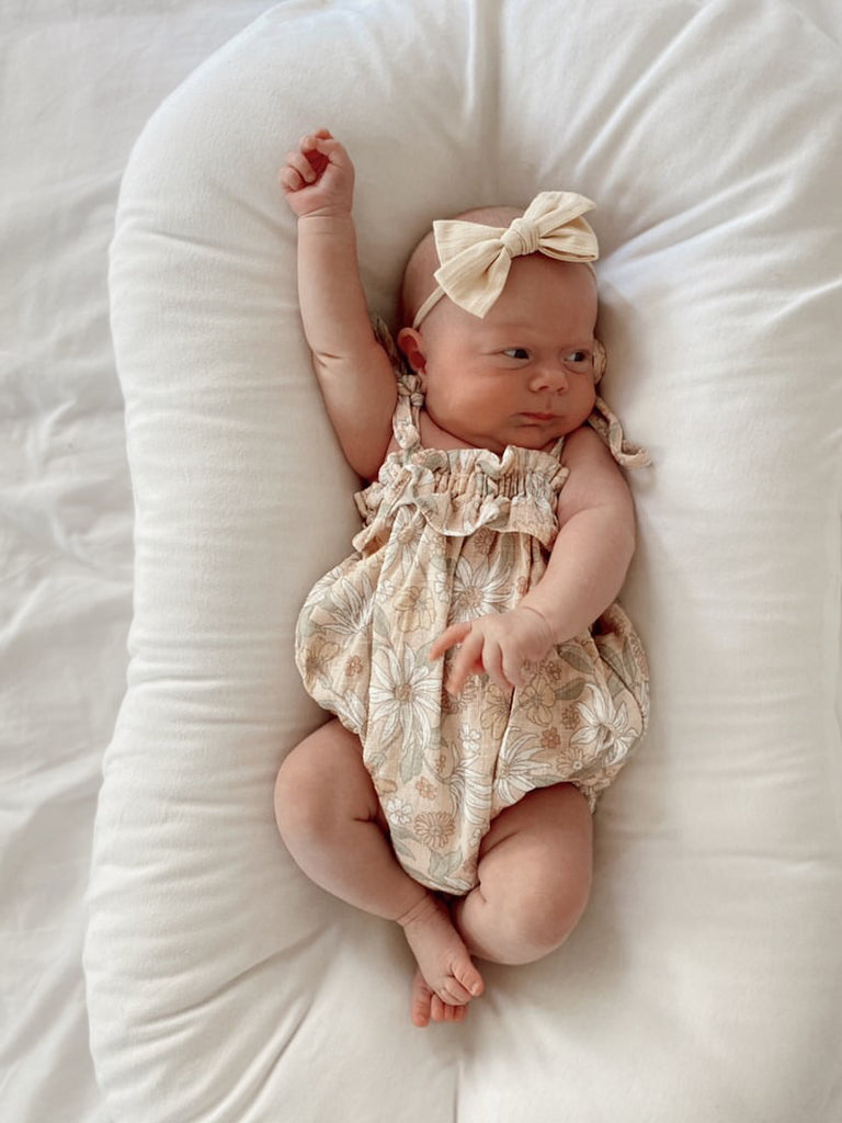 Peach Embroidery Bow