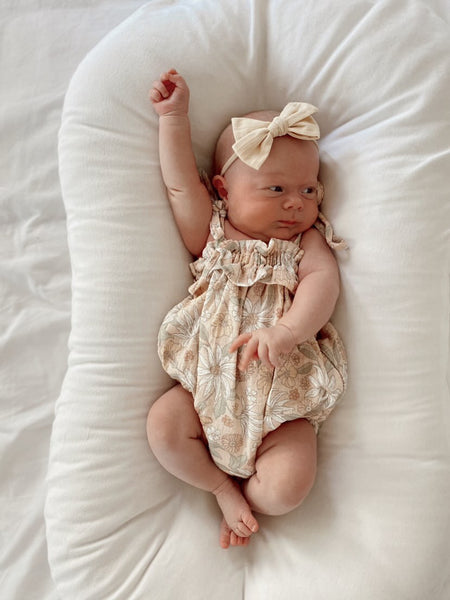 Peach Embroidery Bow