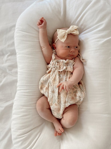 Peach Embroidery Bow