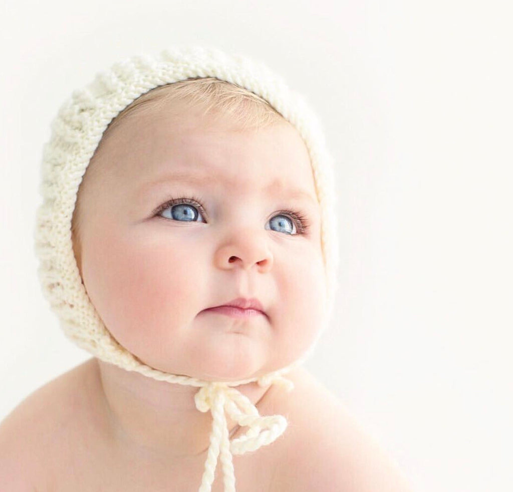 Cream “Esme” Knitted Bonnet